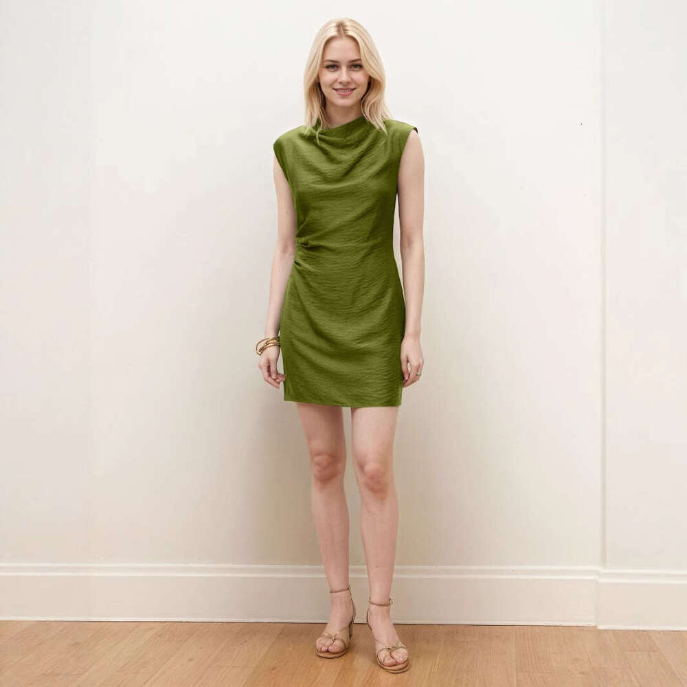 Women's clothing 2025 fashion temperament waist cinching slim fit short dress sleeveless new style
