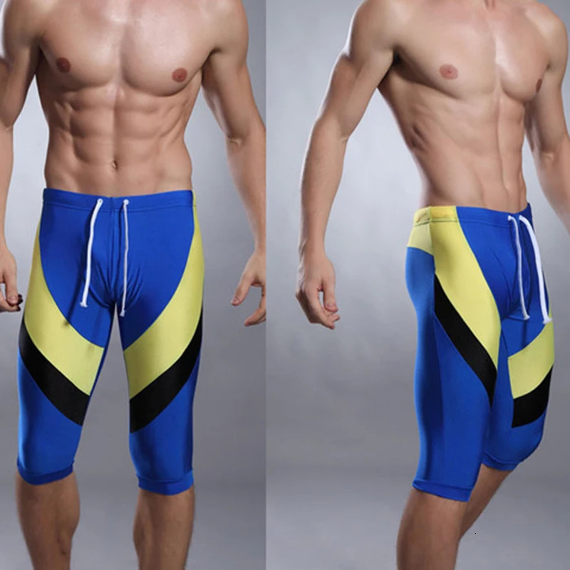 Mens Swimming Trunks Seven Men Color Matching Fitness Swimwear Cycling Together with Long Swim Shorts Surfing Running 250530