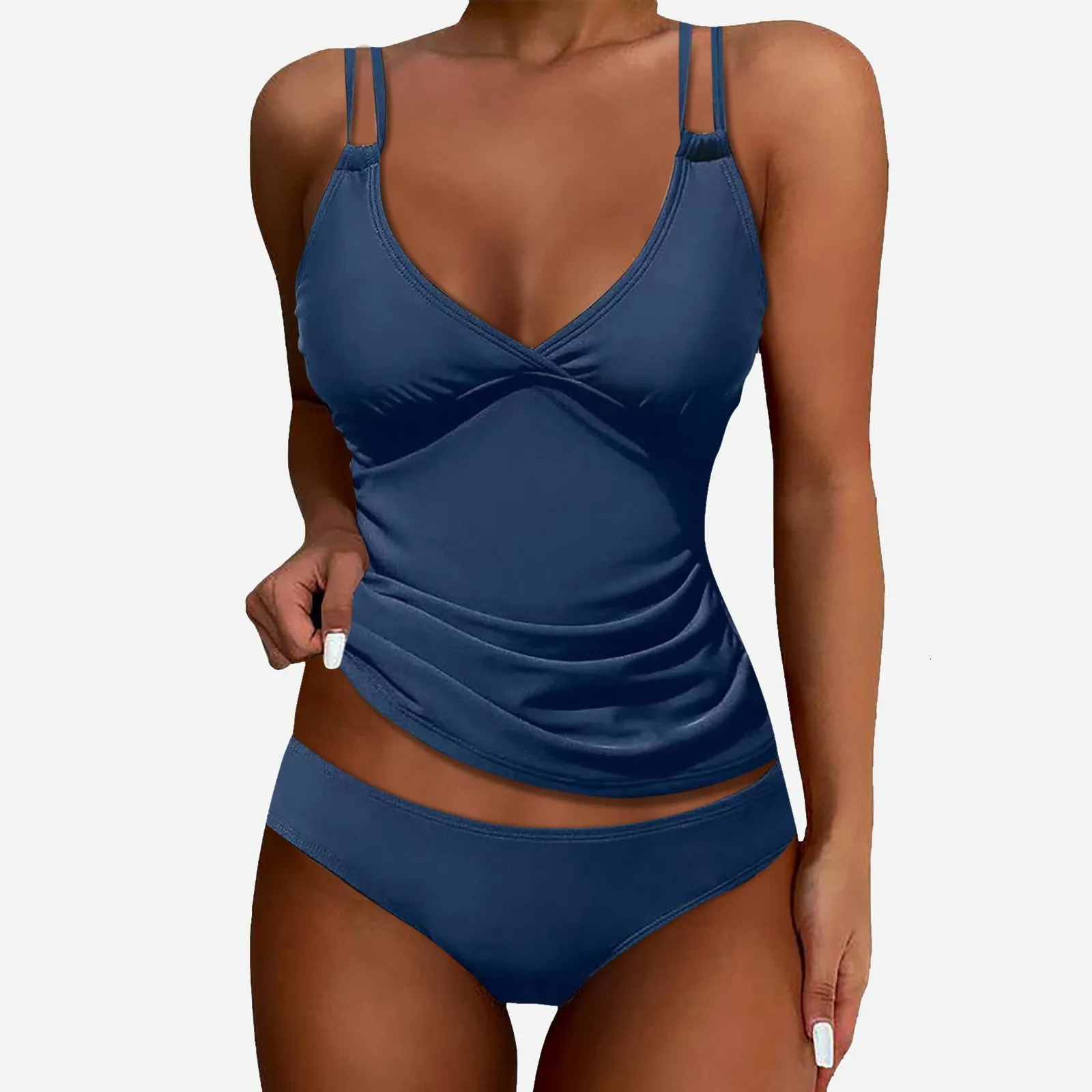 Bathing Suits For GirlS Solid Color Split Swimsuit Deep V Sexy With Chest Pad European And Backless Ropa De Mujer 250530