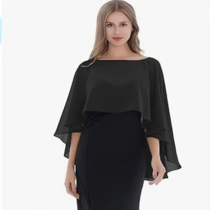 K936 European and American summer thin single-layer chiffon round neck pullover shawl sunshade bridal dress vest breathable loose hood