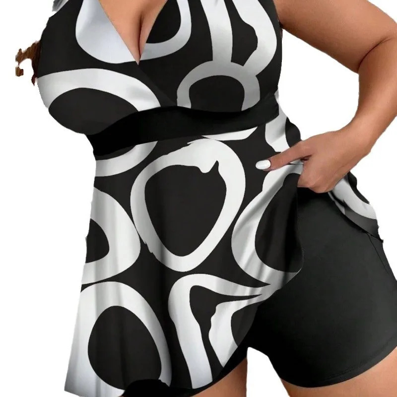 2025 Large Plus Size Tankini Two Pieces Swimsuit Women Sexy Swimwear Female Bathers Bathing Swimming Swim Suit Beachwear 5XL 250603