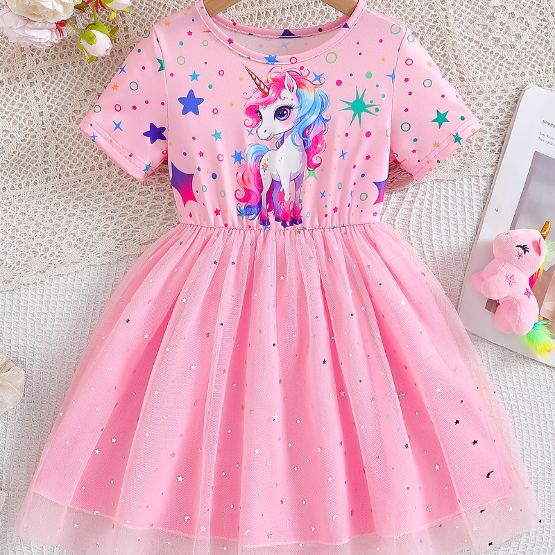 DISNEY infant designer clothes baby girl designer clothes Little girl dress with printed design princess dress comfortable soft label-free design.