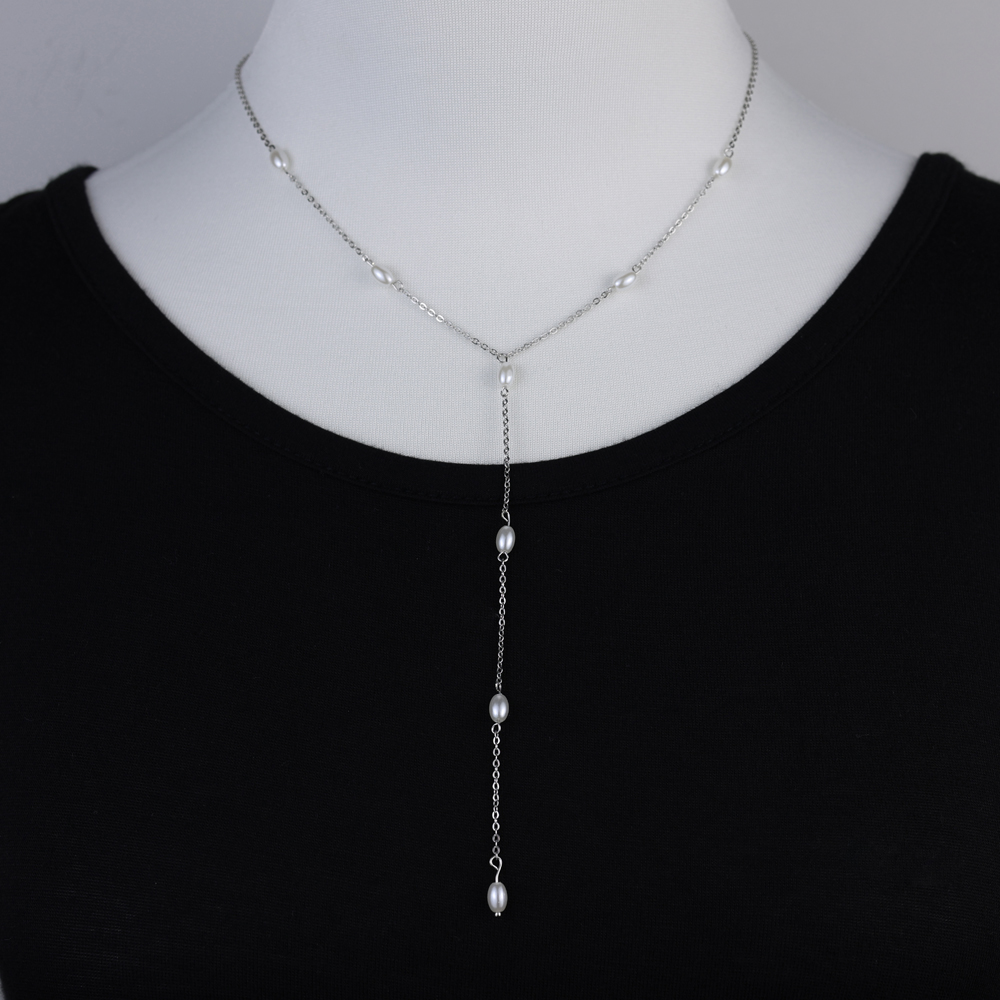 ATJMLADY 2025 NEW design real 925 Sterling Silver Women Pearl Paved Long Chain Drop Pendant Y Shaped Necklaces Fashion Gifts