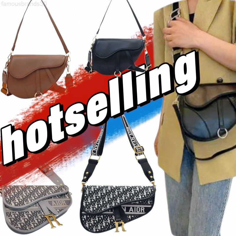 handbag saddle bag designer bag womens crossbody shoulder bag classic print leather solid color black designer bags23