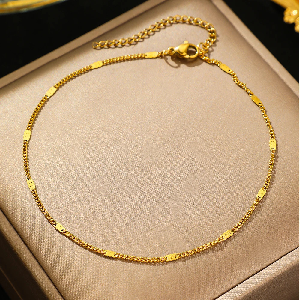 Stainless Steel Anklet Style Light Sense of Quality Sequin Chain Fine Delicate Anklet For Women Jewelry Party Gifts 250528