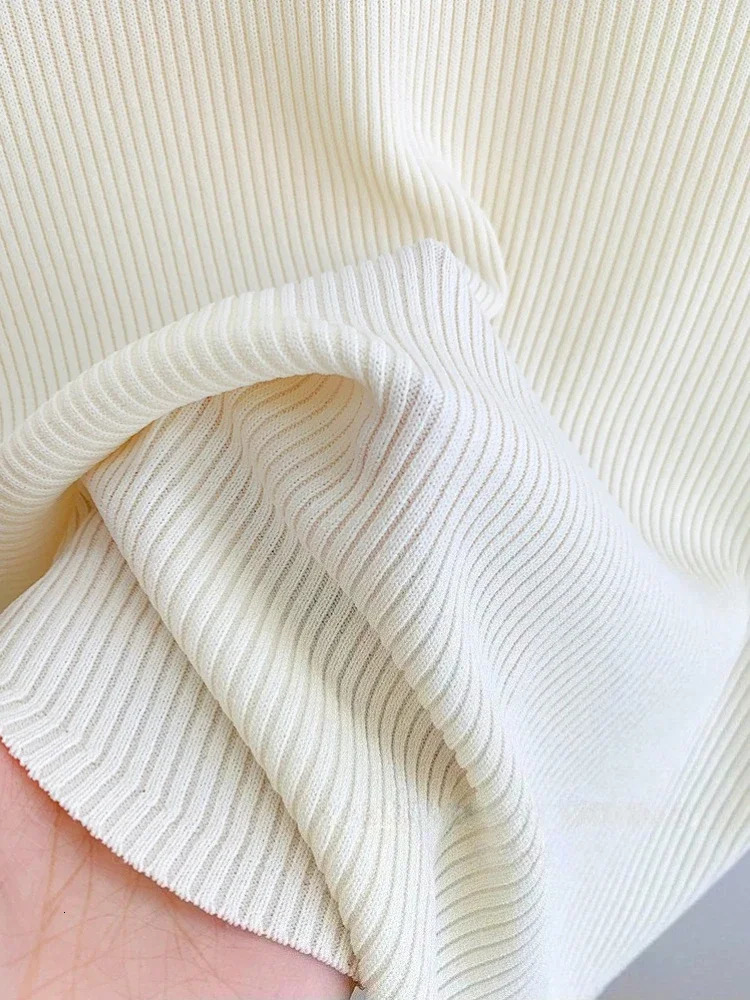 Basic Lace Mesh Solid Thin Summer Pullover Women Female Knitted Ribbed Sweater Slim Short Sleeve Bodycon 2025 250530