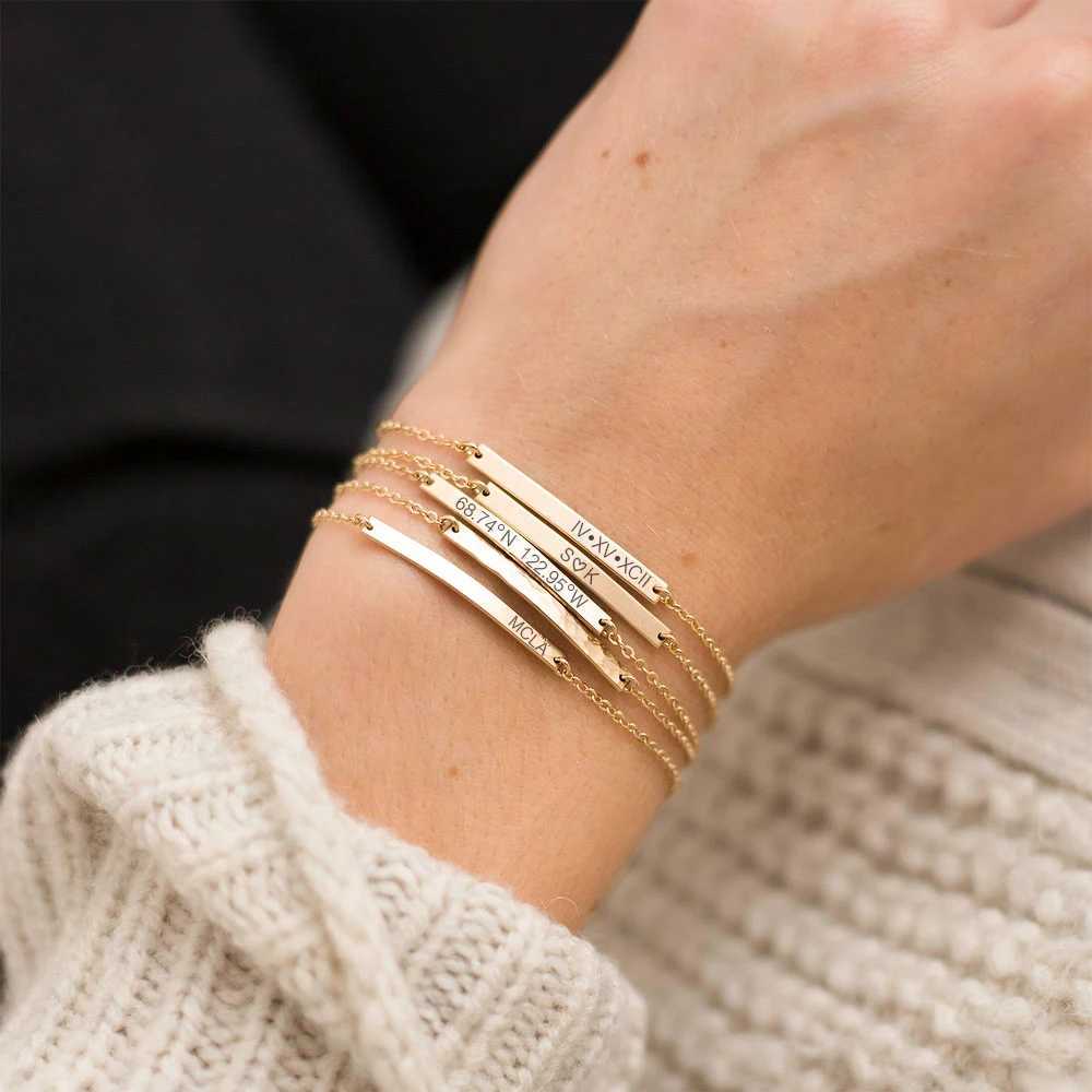 Engrave Name Womens Multilayer Bracelet for Women Paired Stainless Steel Bracelet Best Friend Female Wrist Bracelet Jewelry W250606