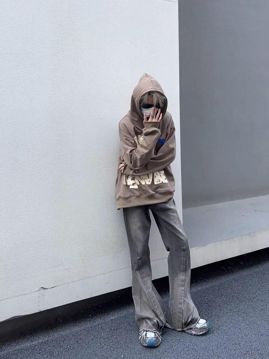 Y2K Heavy Retro Style Dirty Ink Contrast Color Gradient Micro-flare Jeans Mens Trendy Floor-moving Casual Pants 250605