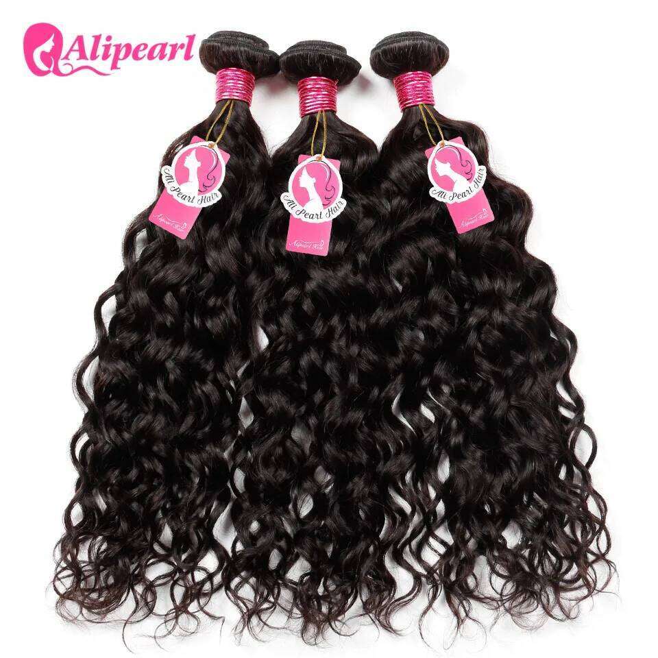 AliPearl Water Wave 4x4 Transparent Remy Peruvian Human Hair Bundles With Closure Free Part PrePlucked