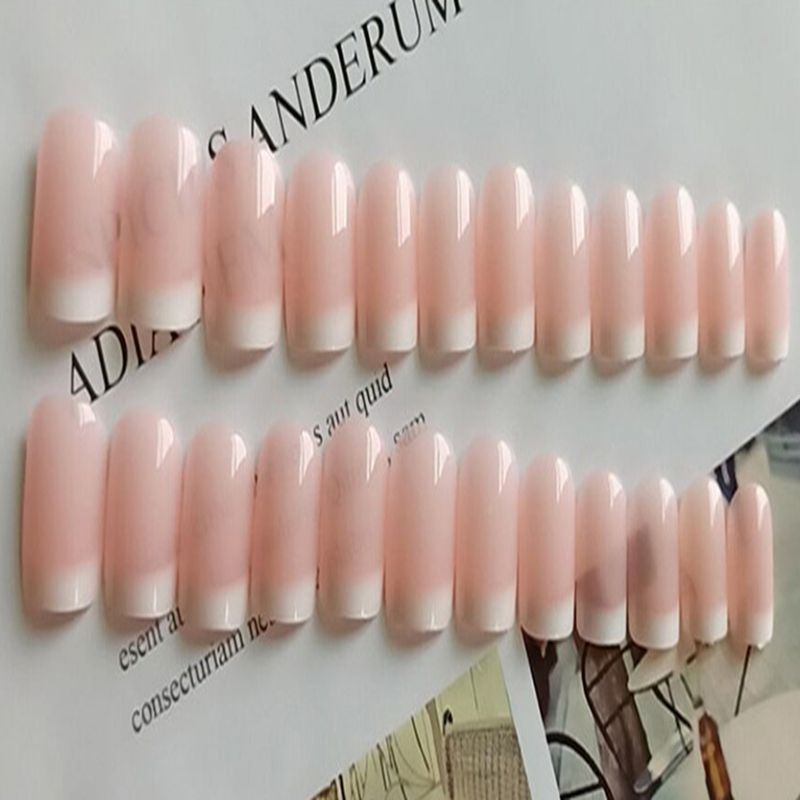 Natural Nude White French Nail Tips Full cover UV Gel Press on False Nails Ultra Easy Wear For Home Travel