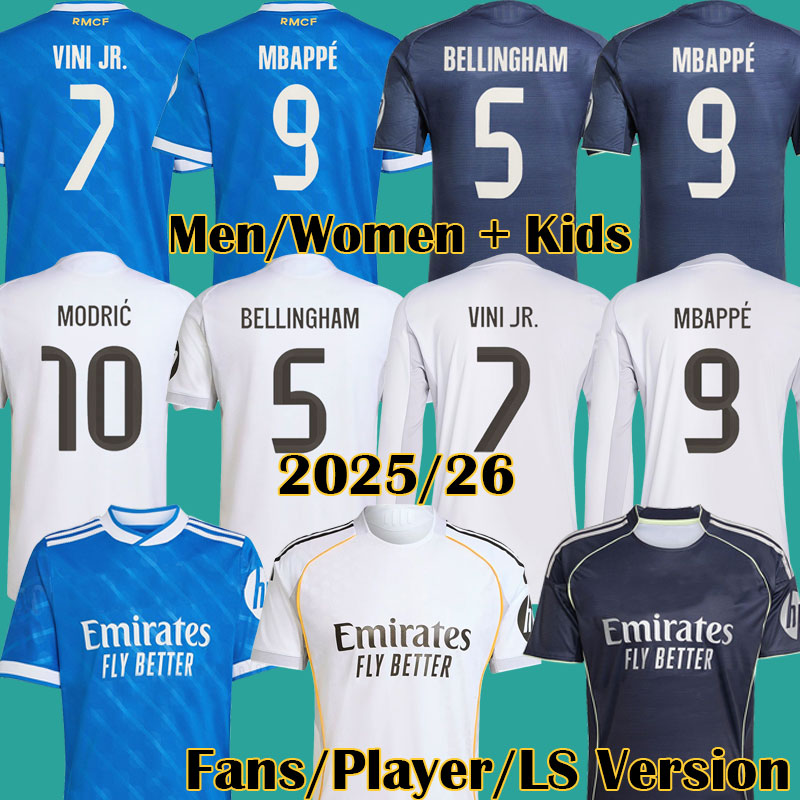25 26 Player Version BELLINGHAM REALS Soccer Jerseys MBAPPE ENDRICK fourth VINI JR Finals kits RODRYGO camiseta 2025 2026 kids MaDRid football shirt TCHOUAMENI
