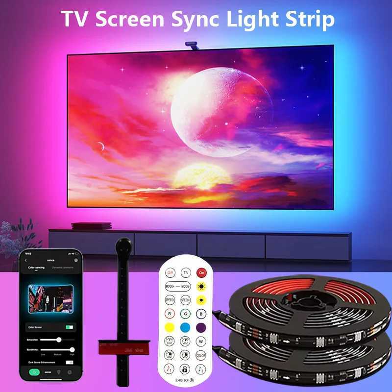 RGBIC LED TV Backlight Strip with Color Picking Sensor Music Sync App Control 55-75inch for Gaming Room Atmosphere Lighting Z250605