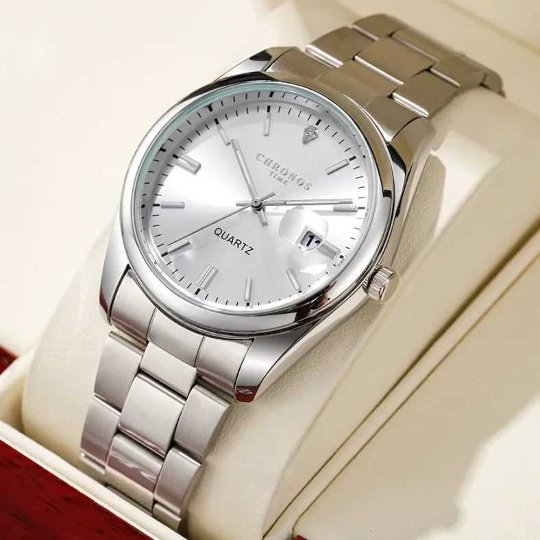 CHRONOS Top Brand Luxury Mens Watch Waterproof Luminous Date Men Watches Stainless Steel Quartz Mens Watch Male reloj Y250605