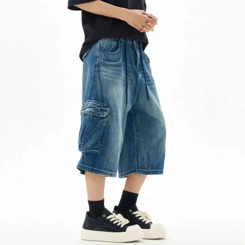 IEFB Denim Shorts Mens Summer Thin American Washed Loose Multi Pockets Men Streetwear Trend Short Jeans Stylish 9W1126 250530