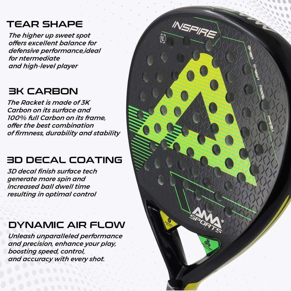 AMASPORT 3K Paddle Tennis Racket New Hole Distribution With High Durability Carbon Fiber Material For Men Women Beginners