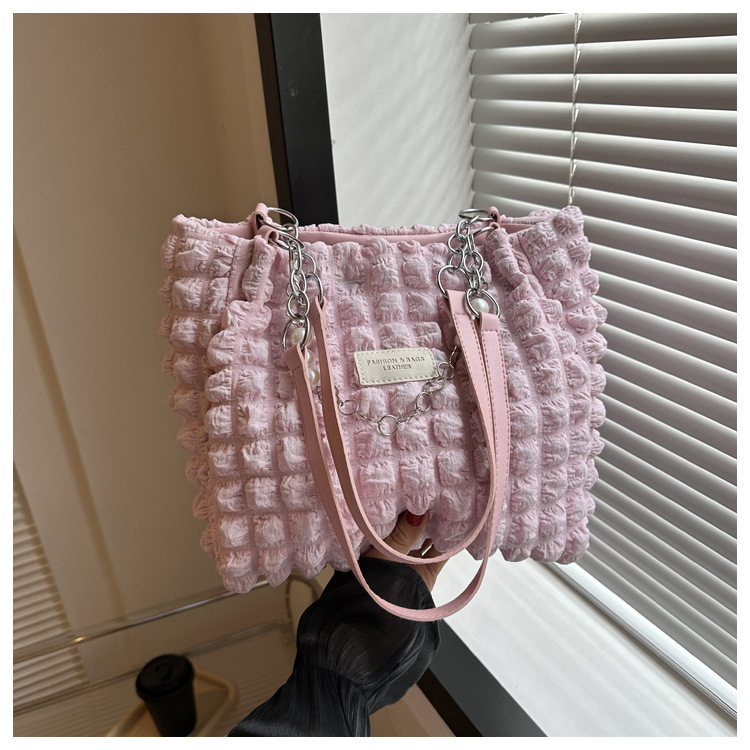 designer 2025 New Fashion Bubble Plaid Handbag Shoulder Large Capacity Tote Bag for Women Supports Wholesale and Mixed Orders