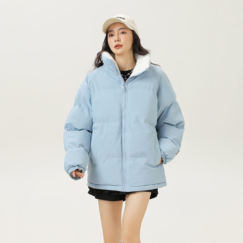 Ddmyoutdoor Thickened Warm Stand Up Collar Cotton Solid Color Unisex American Trend Versatile Korean Version Jacket Bread Jacket Jackets