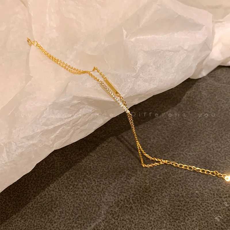 925 Sterling Silver Electroplated 14K Gold Double-layer Layered Exquisite Zircon Bracelet for Women Temperament Jewelry W250606