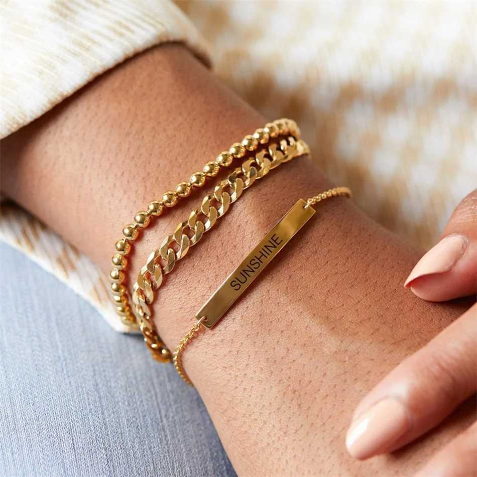 eManco Curb Chain Bracelets Men Bracelet Classic Stainless Steel 4MM/6MM/8MM Charms Cuban Chain Bracelets for Men Women W250606