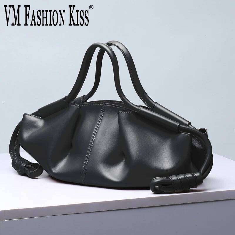VM FASHION KISS 2024 Underarm Cowhide Women's With Drawstring Handle Dumpling Bag Design Bolsas Femininas