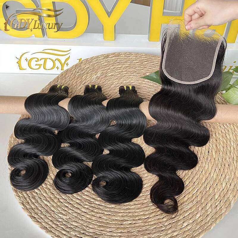 Super Double Drawn Body Wave Bundles With Real HD Lace 4x4/5x5 Closure 13x4 Frontal Raw Hair Vieam Bundlese Thick End