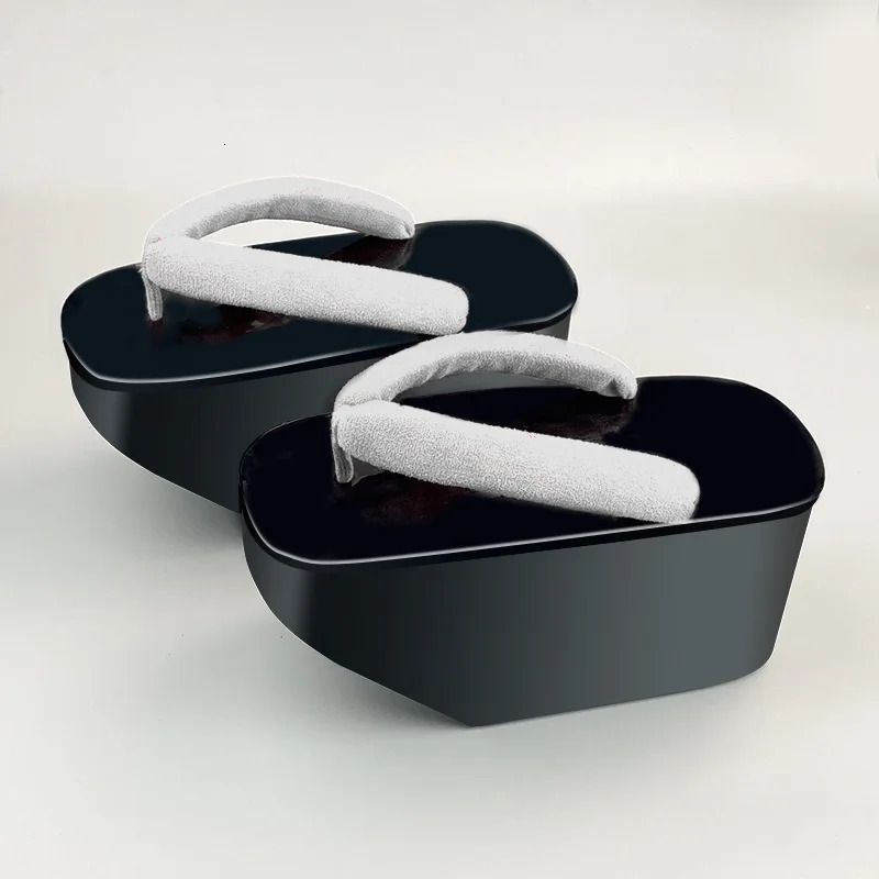 Womens PVC Slippers High Heel Geisha Cosplay Shoes Matte Painted Flip Flops Classic Japan Geta 250604