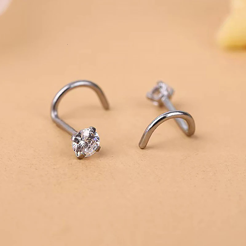12PCs Fashion Stainless Steel Crystal Nose Septum Piercing Studs Mini Nose Ring Earrings Studs Body Piering Jewelry for Women 250605