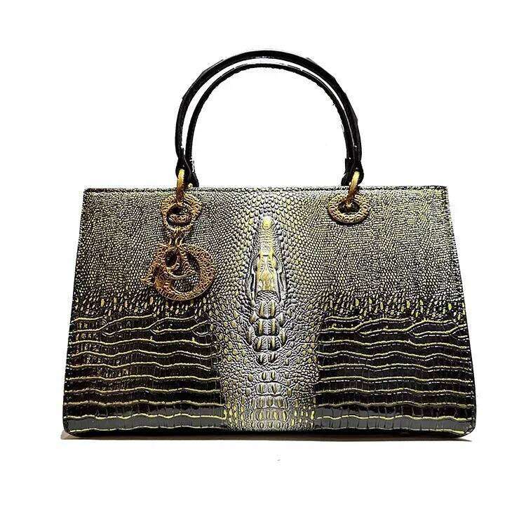2024 New Crocodile Pattern Handbag Women's Fashionable Leather Crossbody High-end Feel Shoulder Bag