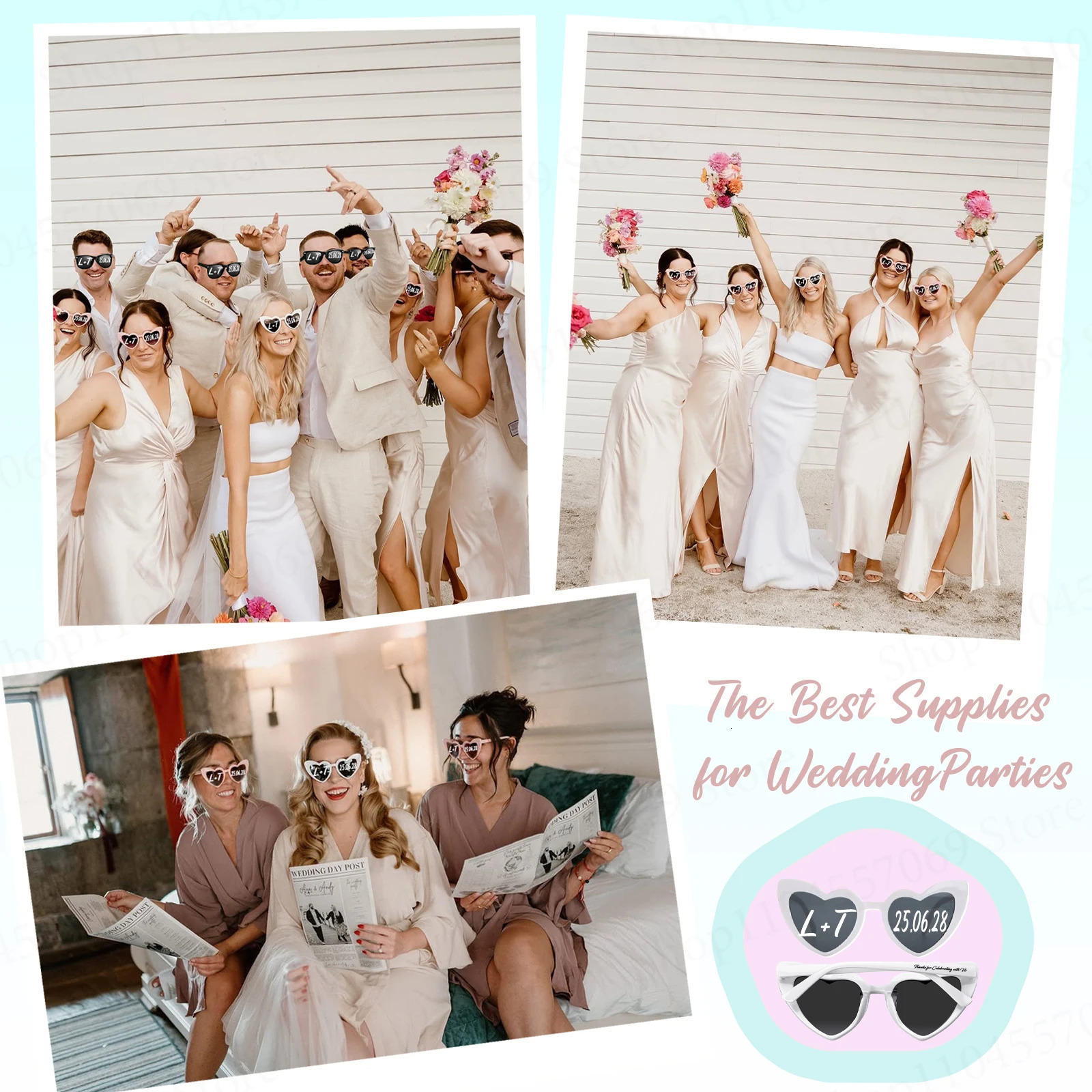 12-120Pcs Custom Wedding Sunglasses Personalized Heart Sunglasses Wedding Party Favors for Guests Date Initials Custom Text 250530