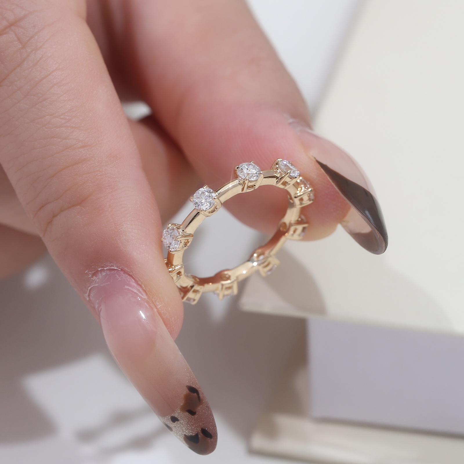 Provence Jewelry Custom Fine Jewelry 18K 14K 10K Yellow Gold Vermeil Elegant Engagement Rings DEF VVS Lab Grown Diamond Station Wedding Band Ring