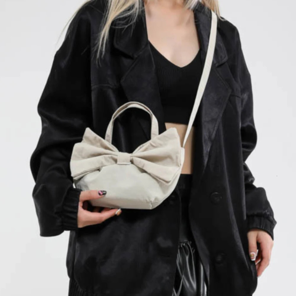 Summer Bow Handbags for Ladies Women Simple Solid Color Buckle Crossbody Bag Party Holiday Commute Shoulder Bags 250605