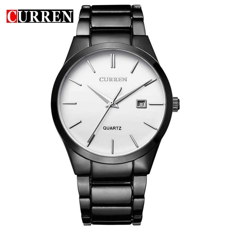 black Curren Top Brand Business Men Male Luxury Watch Casual Full steel Calendar Wristwatches quartz watches relogio masculino Y250605