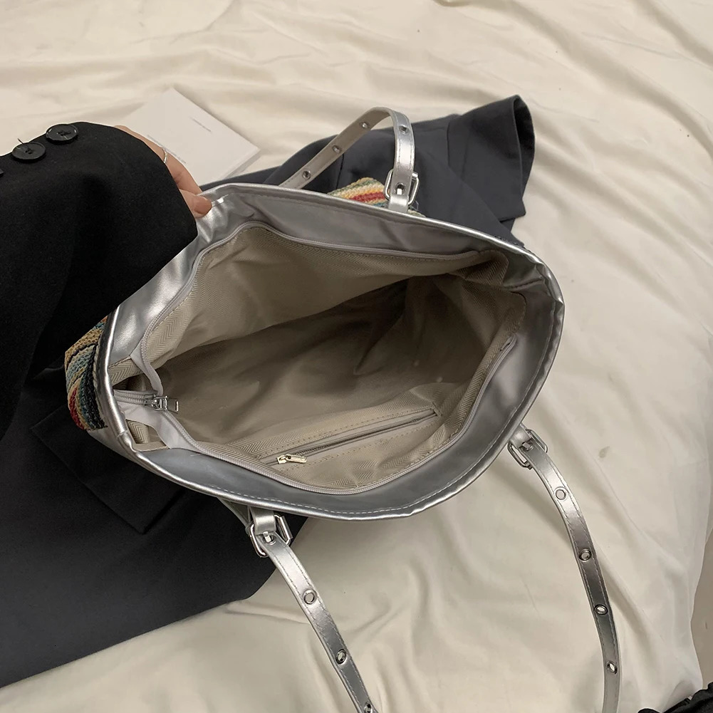 Trendy Woven Shoulder Bag Women Raffia Boho Bag Large Straw Bag Rattan Crochet Handbag Summer Beach Tote Bags For Women 250530