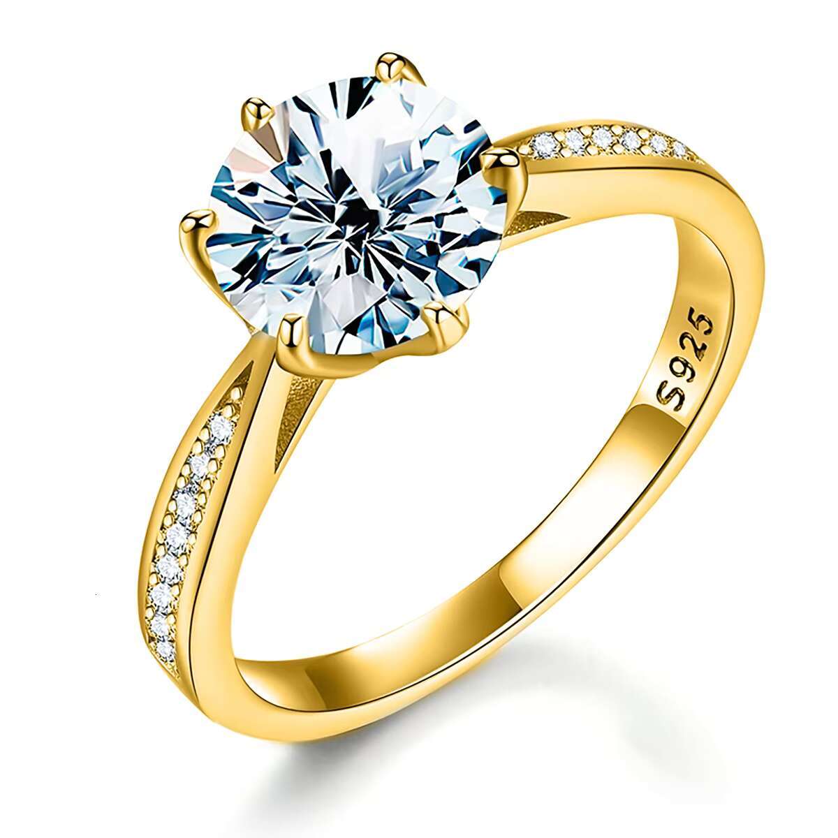 Custom Gra Certified Iced Out Diamond 925 Sterling Silver 1 2 Ct Round Women Moissanite Ring Engagement Fine Jewelry