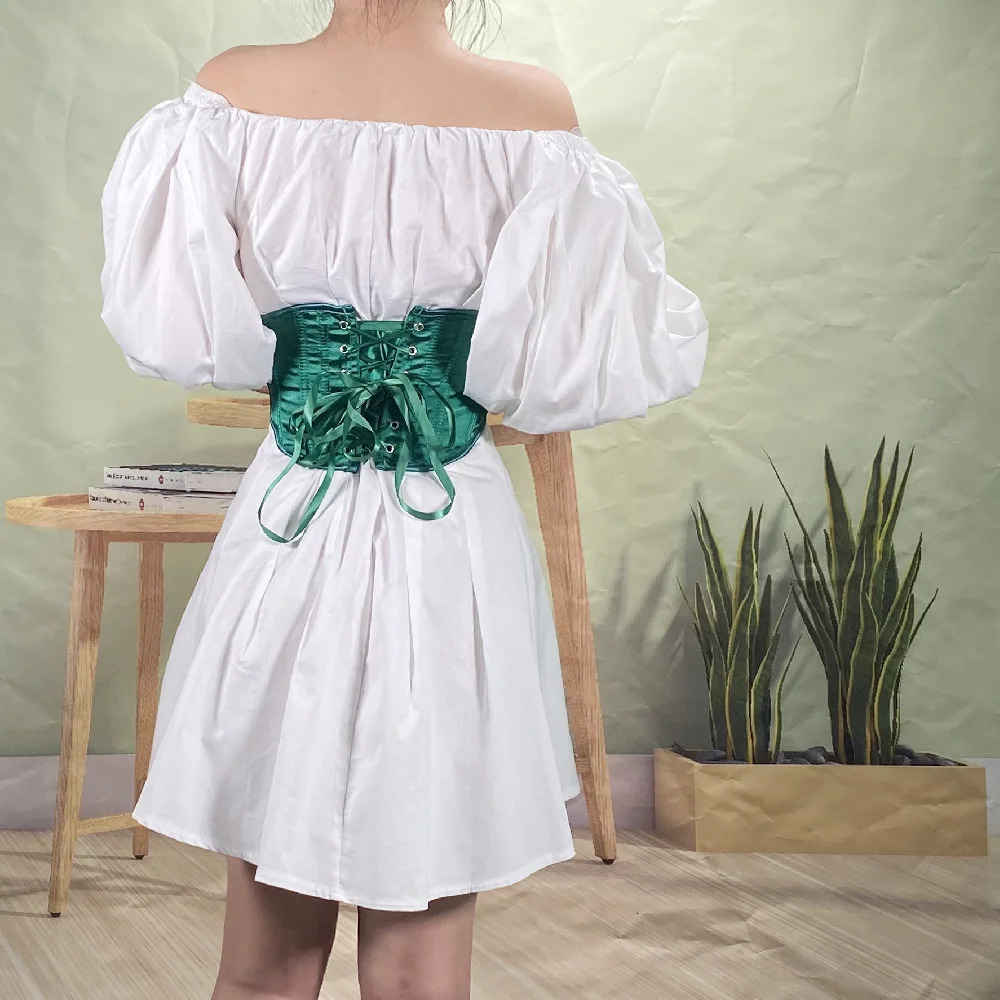 Women Short Abdomen Corset Crops Slimming Waist Trainer Lace Up Tight Tops Outwear For Dresses With Bones 16cm Height 3 Button 250605