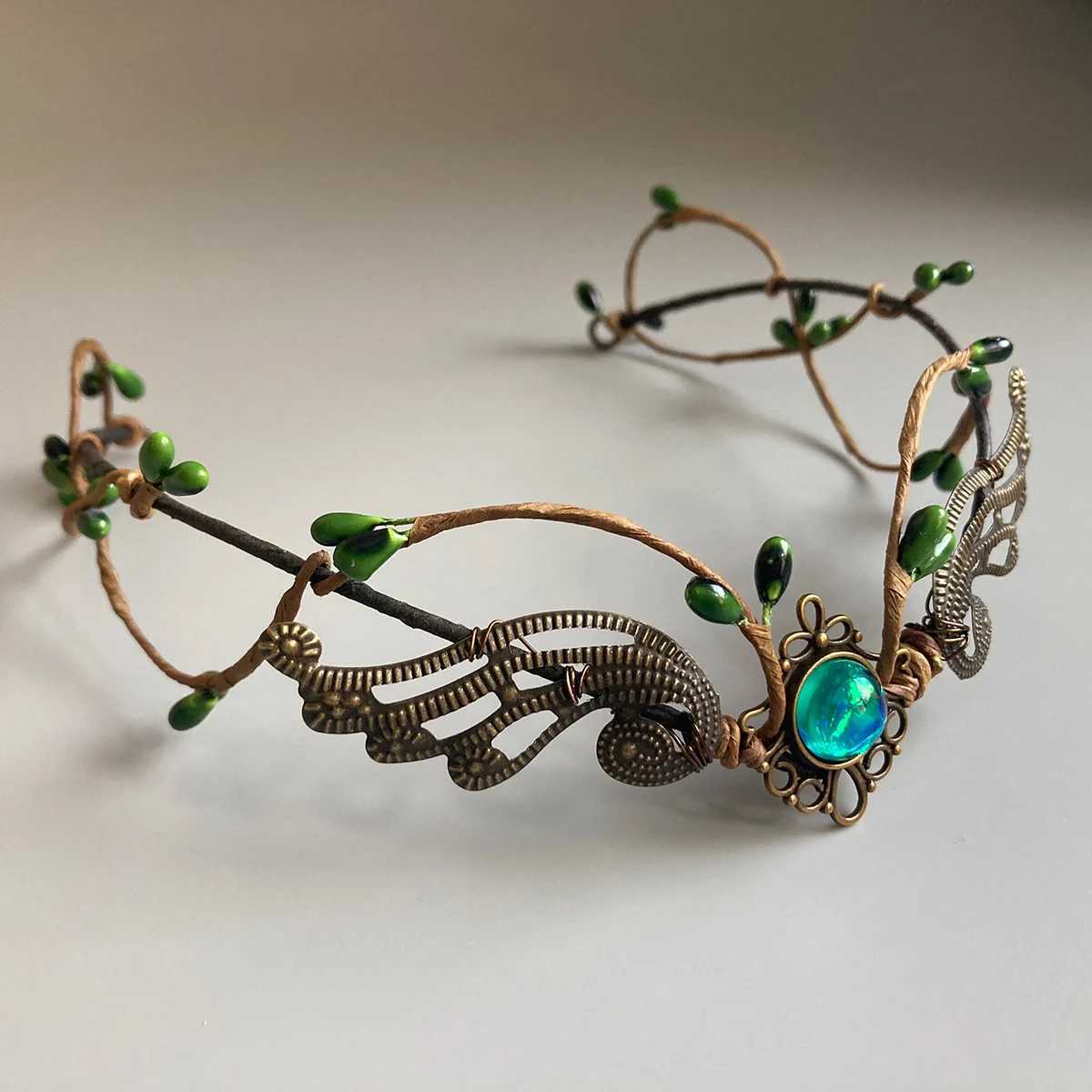 Elven Crown Elf Tiara Vine Headpiece Fairy Witch Diadema Crown Gothic Headband Woodland Dress Bridal Wedding hair accessories Z250605