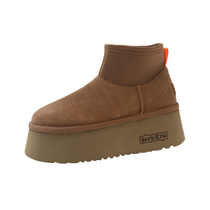 2025 free shipping autumn and winter new female designer thick soled snow boots, height increasing and plush warm short boots, fashionable cotton shoe