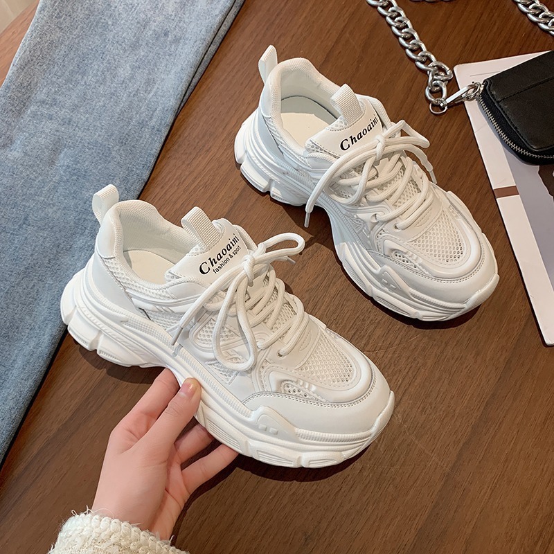 Dad Women S New Summer Early Autumn Breathable Mesh Platform Thick Sole White Casual Shoes Sneakers Sports Shoes Ddmysaturn