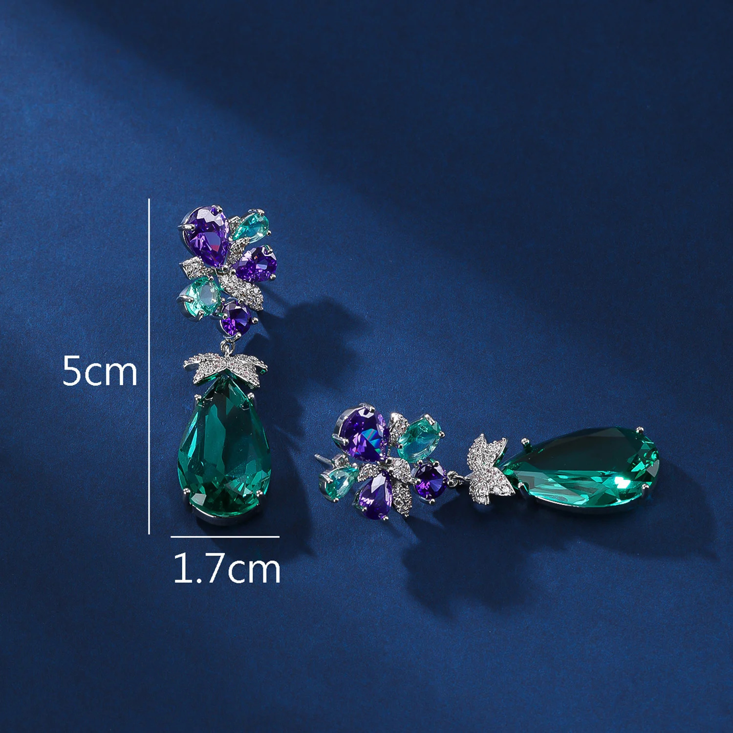 Long Water Drop Crystal Cubic Zirconia Leaf Dangle Drop Earrings for Women Wedding Party Dress Jewelry CE12115 250605