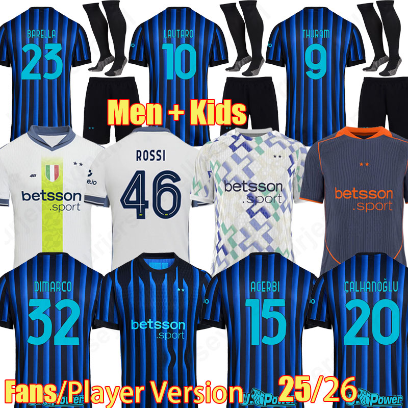 25 26 TOP THURAMROSSI LAUTARO THURAM soccer jerseys BASTONI INTERS BARELLA 2025 2026 VR46 Special shirt PAVARD CALHANOGLU MILANS DIMARCO football shirt kids kit