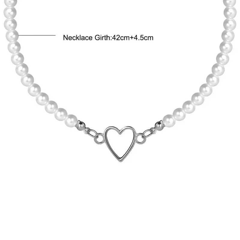 Trendy Love Heart Imitation Pearl Choker Necklace Female Personality Party Fashion Clavicle Collar Accessory Ladies Jewelry Gift Y250605