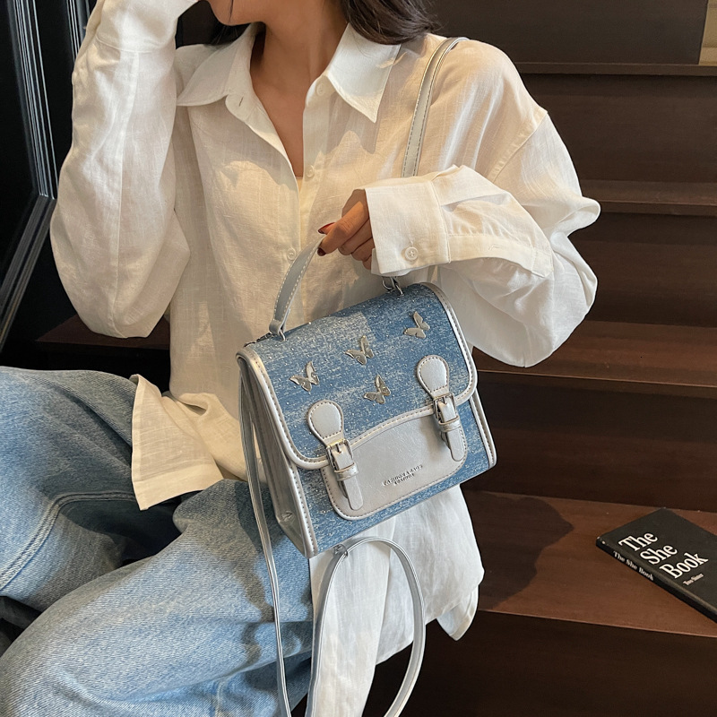 designer High-End Niche Denim Fabric Backpack for Women 2025 New Trendy Fashion Single Shoulder Crossbody Travel Small Backpack