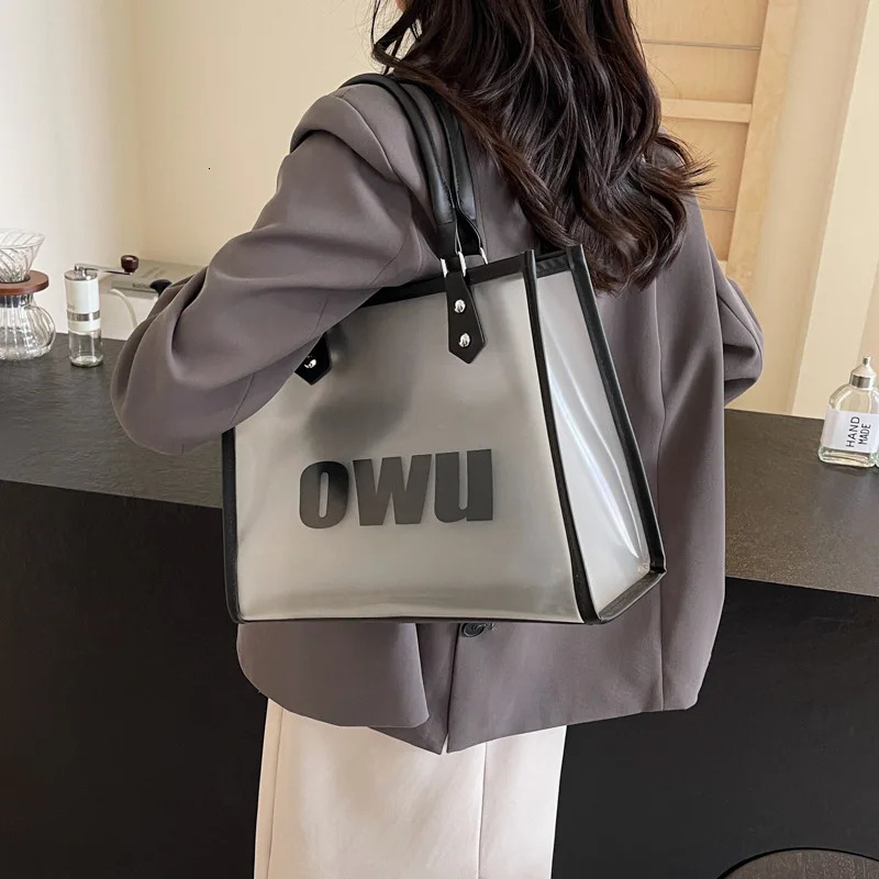 Transparent Jelly Bag for Women Large Capacity Summer Personalized Shoulder Bag Texture Mother Tote Bag 250530