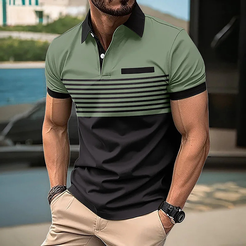 Mens Summer Casual Short-Sleeved Polo Shirt Business Casual Breathable T-Shirt Mens Sport Top European and American plus size 250605