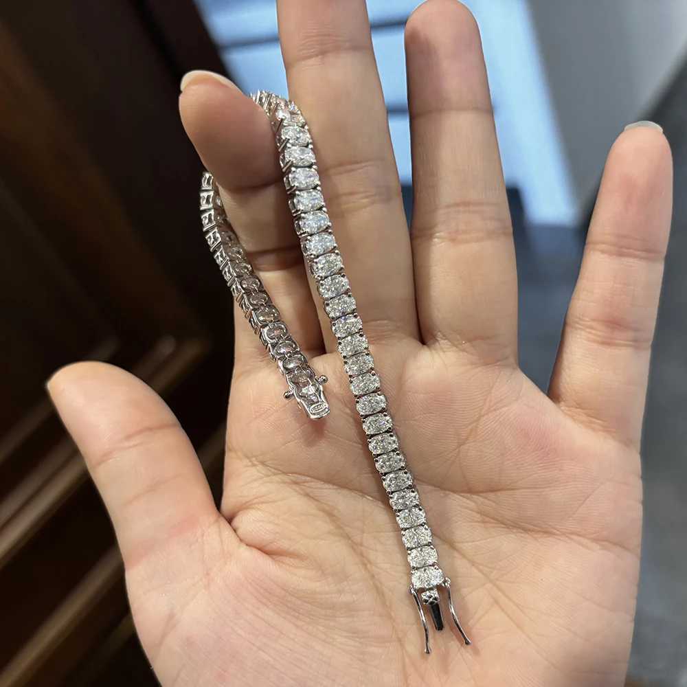 Full Moissanite Tennis Bracelets with Gra Certificate 0.3/0.5Carat Oval Cut Diamond Wrist Chain for Women Men S925 Silver Bangle W250606
