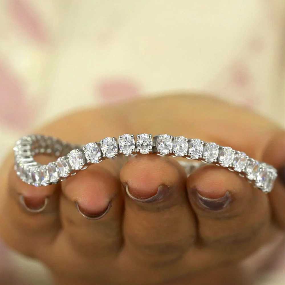 Full Moissanite Tennis Bracelets with Gra Certificate 0.3/0.5Carat Oval Cut Diamond Wrist Chain for Women Men S925 Silver Bangle W250606
