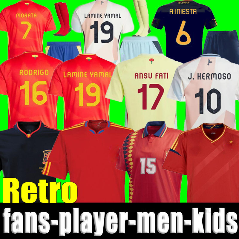 final 2010 Spains retro soccer jerseys men kids 1998 1996 1994 RAUL XAVI LUIS ENSRIQUE ALONSO Iniesta PUYOL PIQUE David Villa 08 2012 2002 RAMOS 24 25 PEDRI LAMINE YAMAL