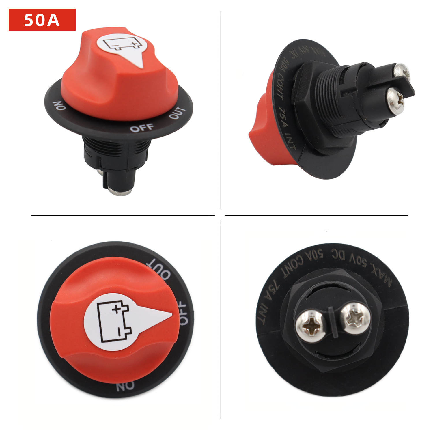 DC Off Yacht RV Battery Power Control Knob Main Switch 2 Pack