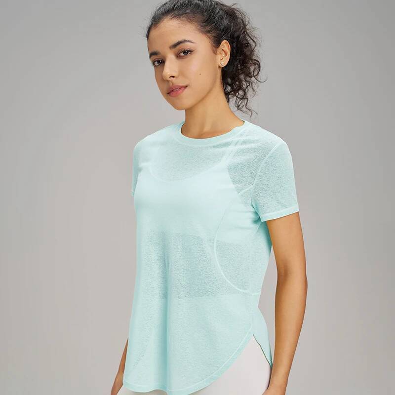 Hollow loose hoodie fiess leisure sports short sleeve mesh breathable lightweight yoga clothing women