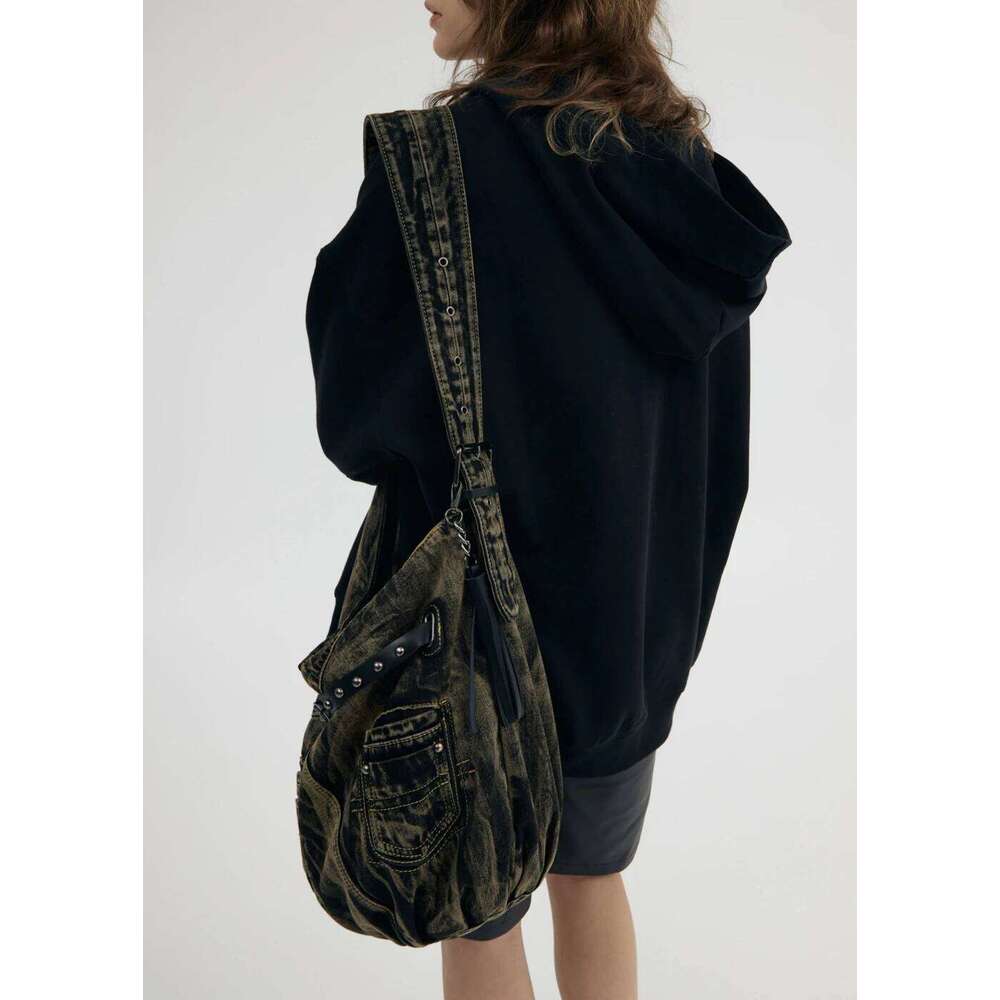 Annmouler Large Capacity For Women Designer Shoulder With Tassel Y2k Sling Crossbody Soft Motorcycle Bag